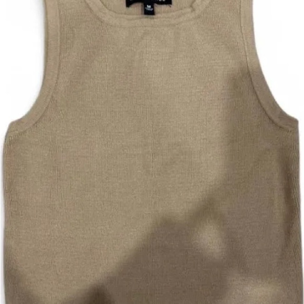 Kendall & Kylie Tan Sleeveless Fitted Crop Tank Top